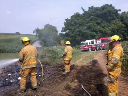 Firemen extinguish fire
